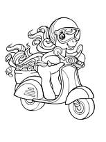 coloriage petit poney sur scooter